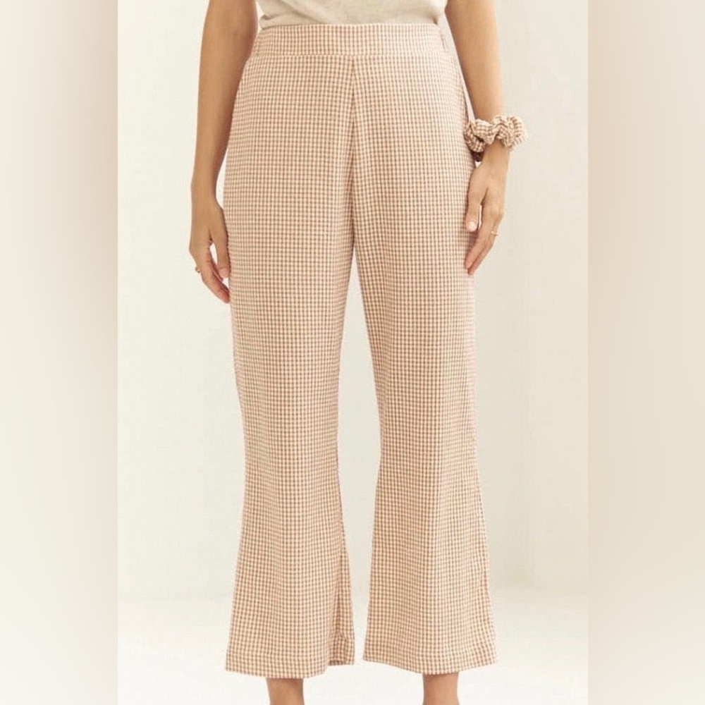 Mus and Bombon Women’s Ilia Gingham Pants Size Large Summer Flare Contemporary